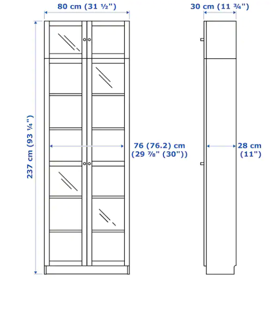 Ikea BILLY - OXBERG Bookcase, white, 80x30x237 cm