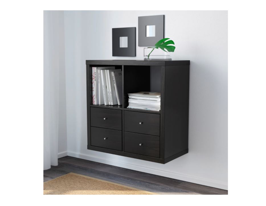 Ikea KALLAX Shelving unit, black-brown ,2x2