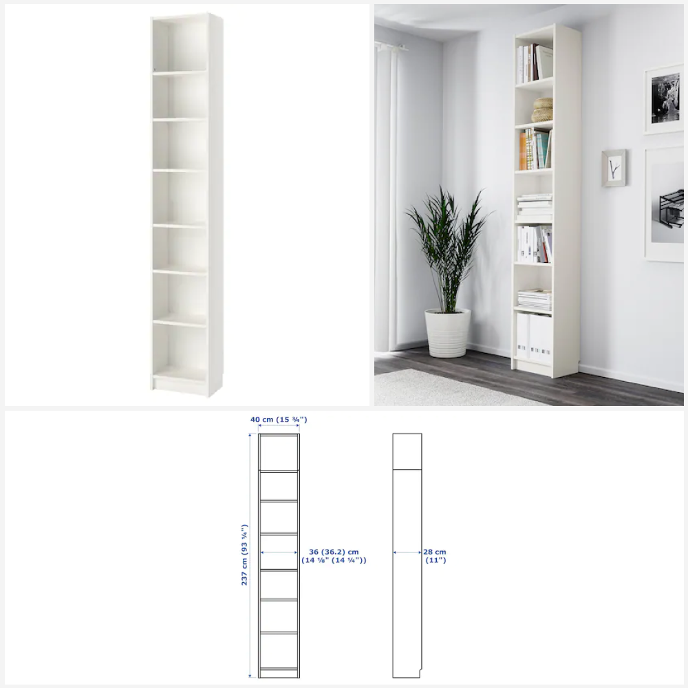 Ikea BILLY Bookcase white 40x28x237 cm