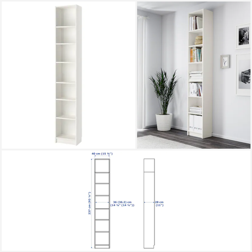 BILLY Bookcase White 40X28X237 cm