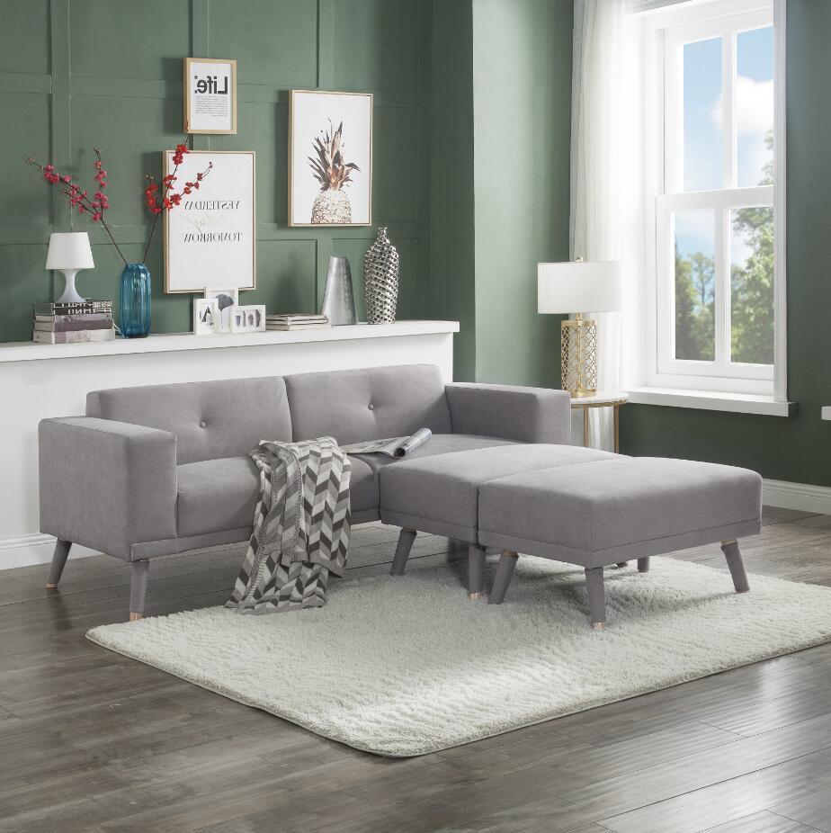 Idiya Jackson sofa with 2 ottoman , light grey