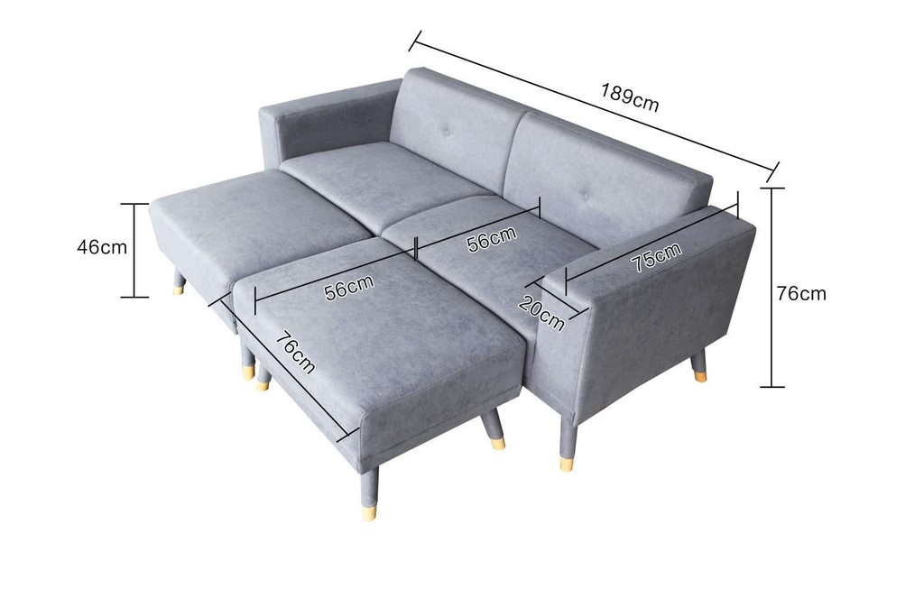 Idiya Jackson sofa with 2 ottoman , light grey