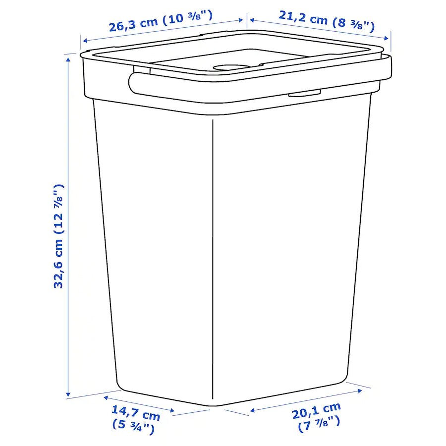 Ikea HALLBAR bin with lid light grey 10 l