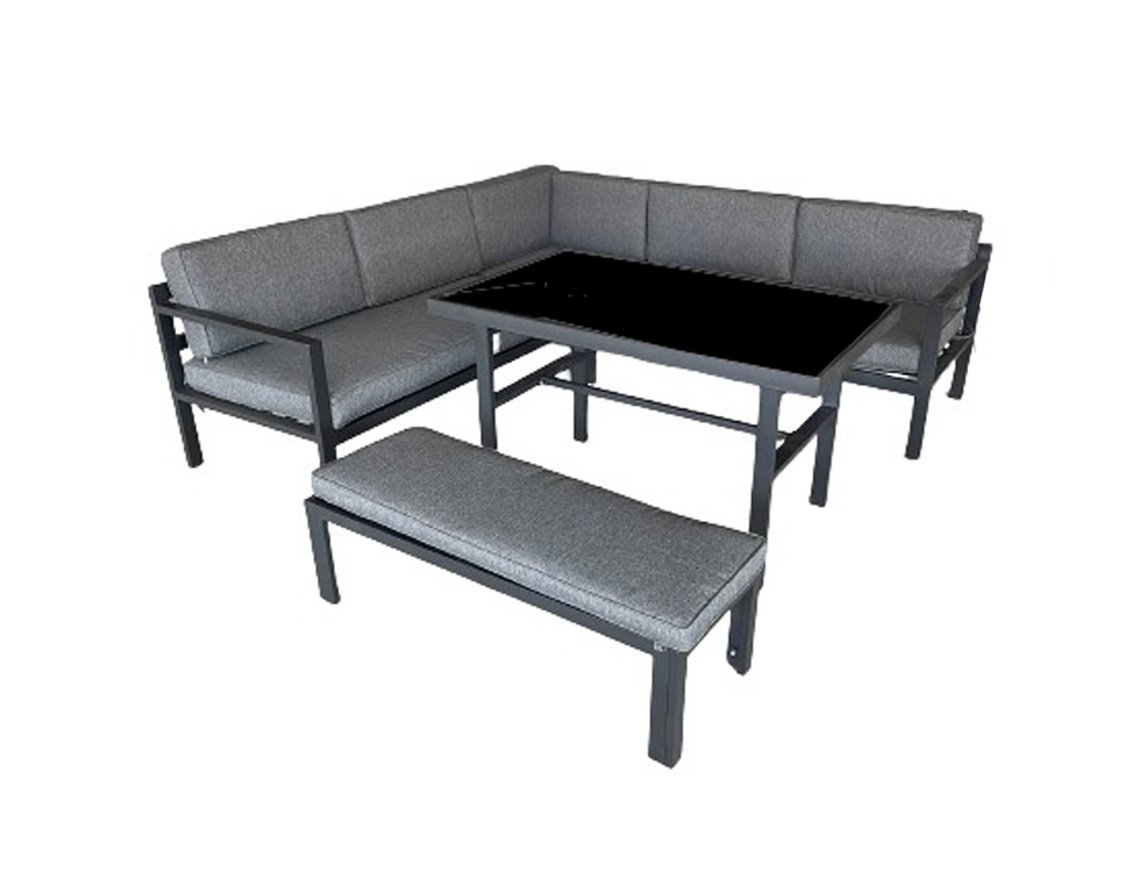 Idiya CAMPANIA Wheatland Steel 5pcs Sofa Set-Black