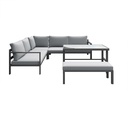 Idiya CAMPANIA Wheatland Steel 5pcs Sofa Set-Black