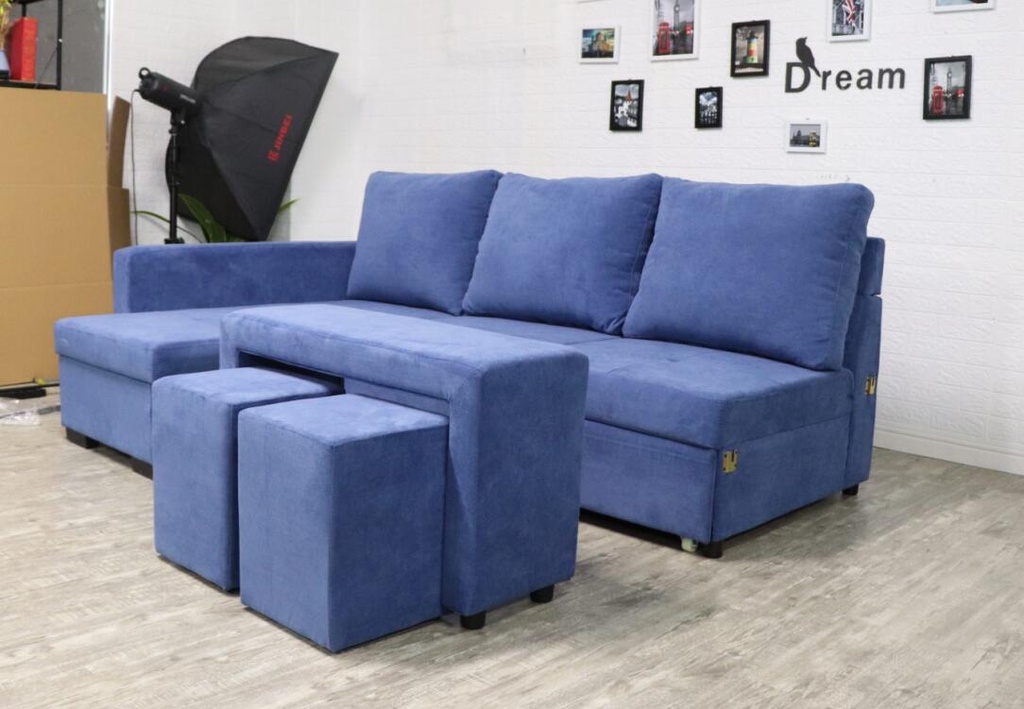 Idiya Gangtok L SHAPE SOFA BED , Blue