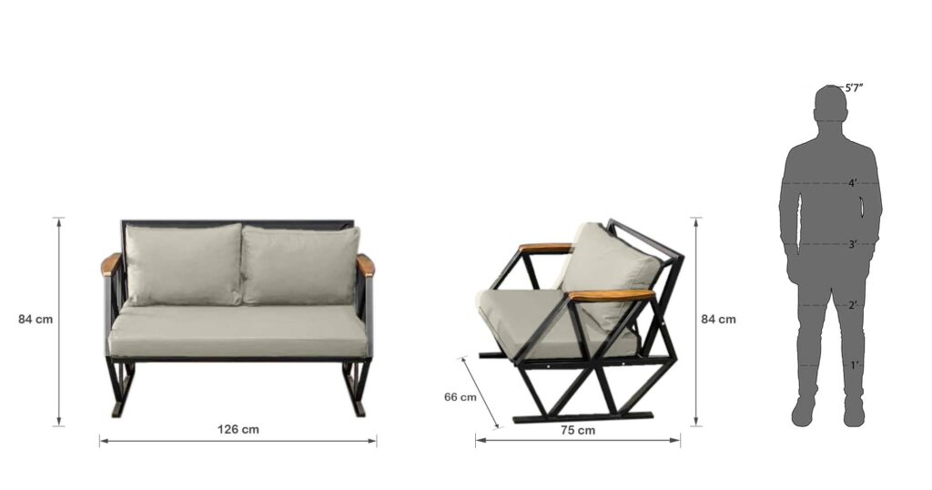 Idiya COMPTON indoor/ covered Outdoor Sofa set With Coffee Table , Light Grey
