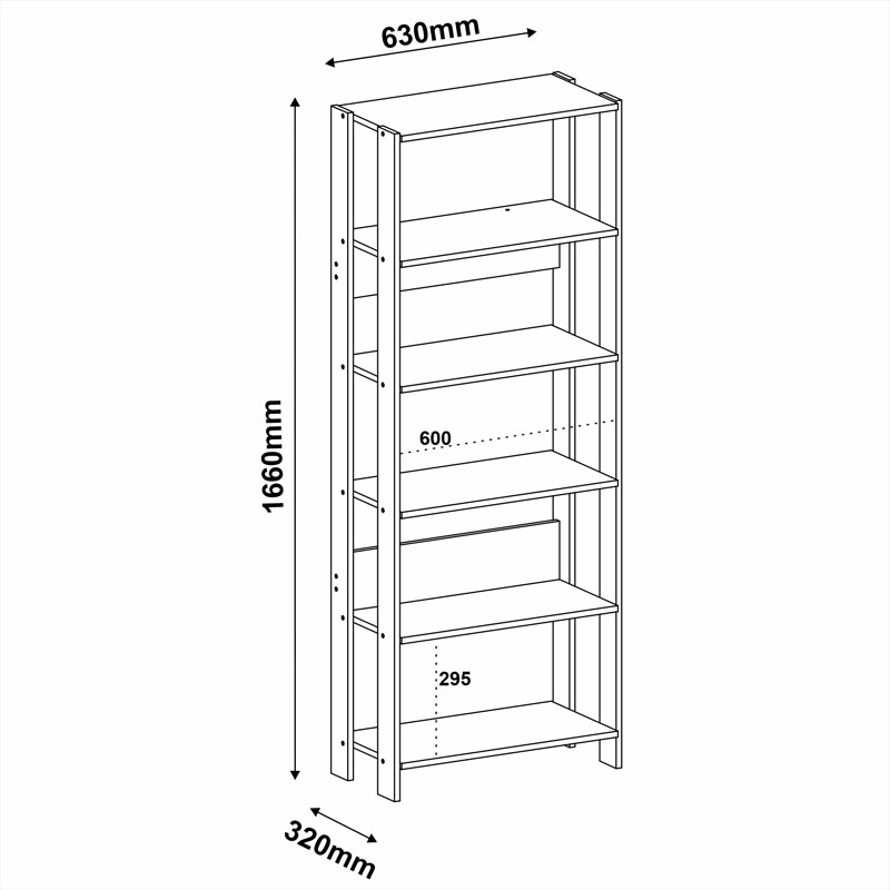 [000.046.02] Garanhuns Bookcase 5 Niches - Off White/ Oak 