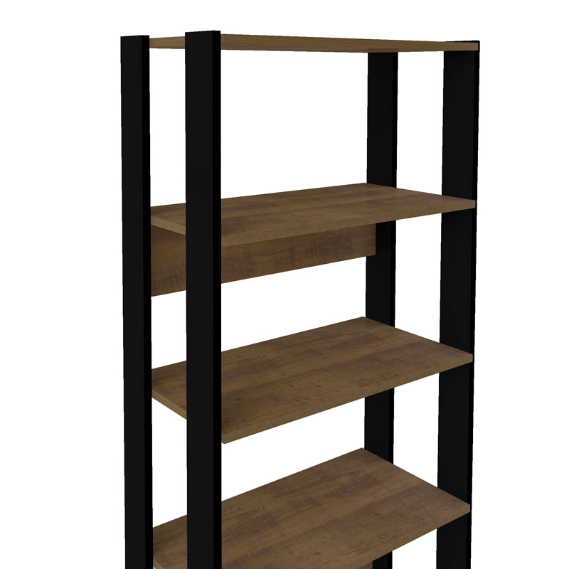 [000.044.23] Garanhuns Bookcase 5 Niches - Pine/ Black