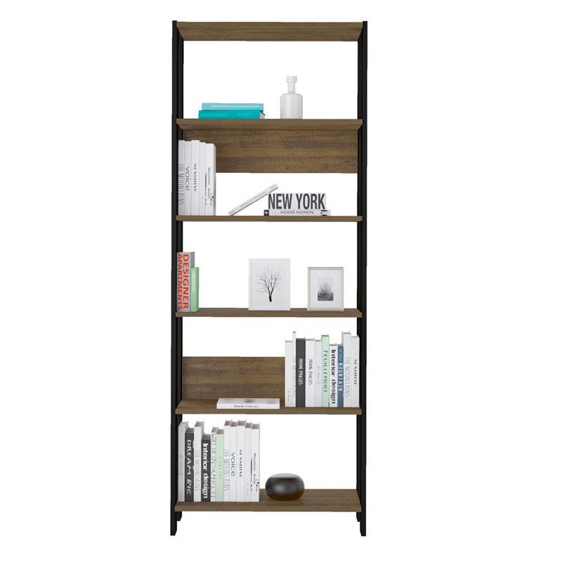 [000.044.23] Garanhuns Bookcase 5 Niches - Pine/ Black