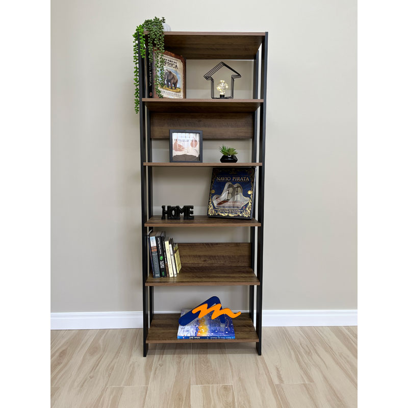 [000.044.23] Garanhuns Bookcase 5 Niches - Pine/ Black