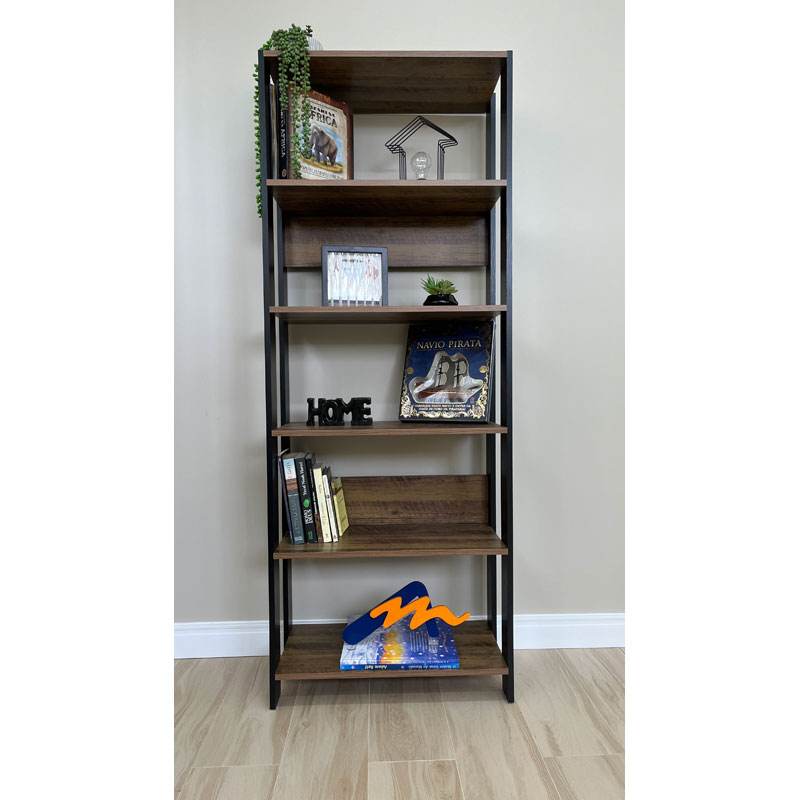 [000.044.23] Garanhuns Bookcase 5 Niches - Pine/ Black