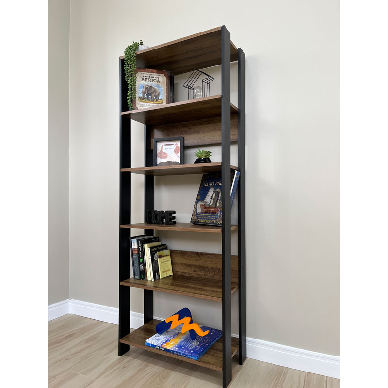 [000.044.23] Garanhuns Bookcase 5 Niches - Pine/ Black