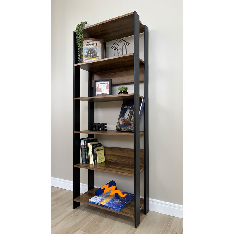 [000.044.23] Garanhuns Bookcase 5 Niches - Pine/ Black