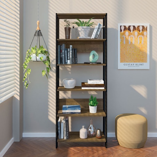 Garanhuns Bookcase 5 Niches - Pine/ Black