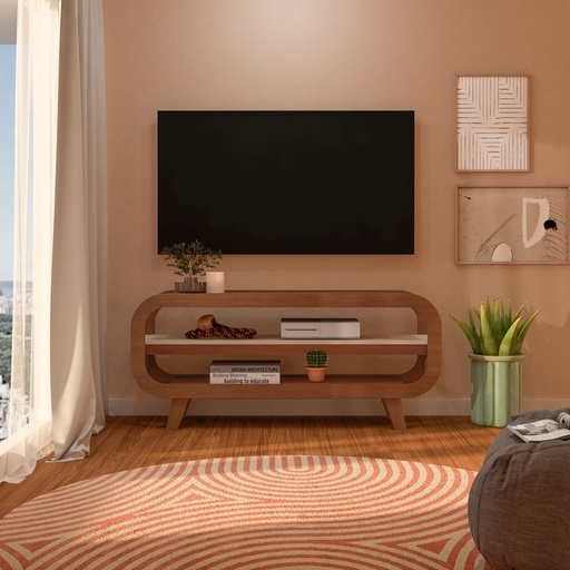 Itatiba Tv Stand - Cherry/ Off White 