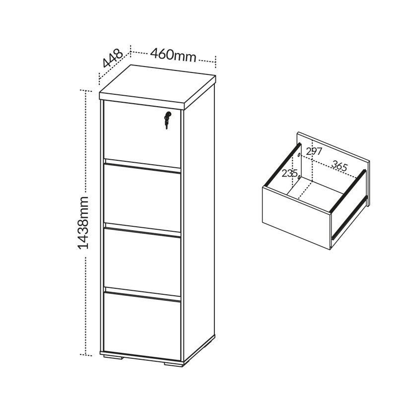 [000.062.90] Resende 4 Drawers File Cabinet - Freijo/ White