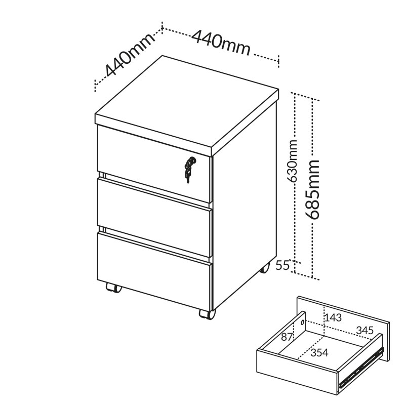 [000.062.96] Resende Chest Of 3 Drawers - Freijo/ White