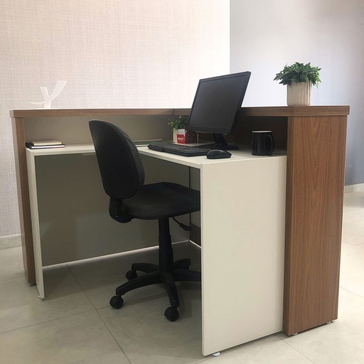 Resende Reception Desk - Freijo/ White