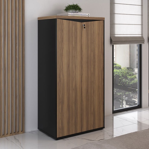 Resende 2 Doors Cabinet - Nogal/ Black