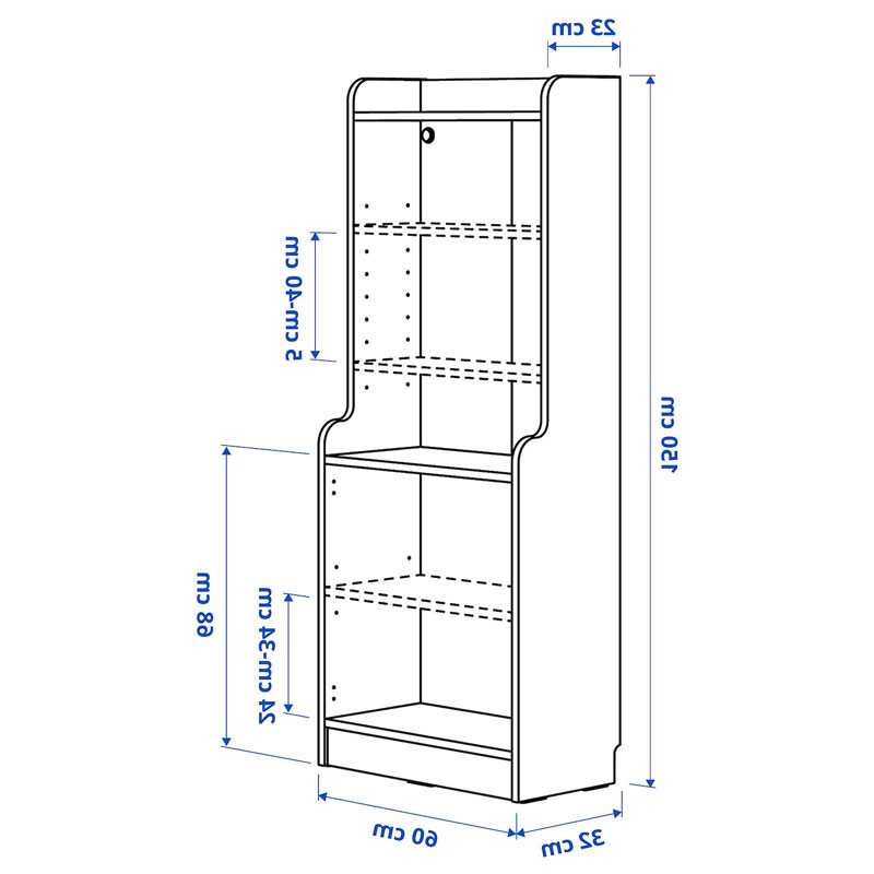 [905.285.06] DALRIPA Children's bookcase with door, white/with frame, 60x34x150 cm