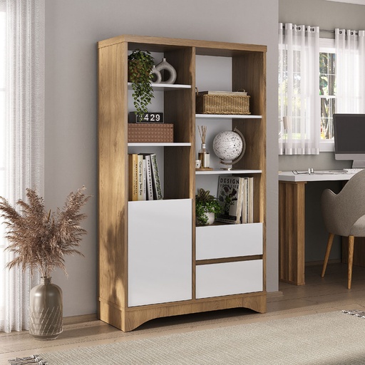 Nova Lima display unit, high cabinet,bookcase, Olmo,Branco