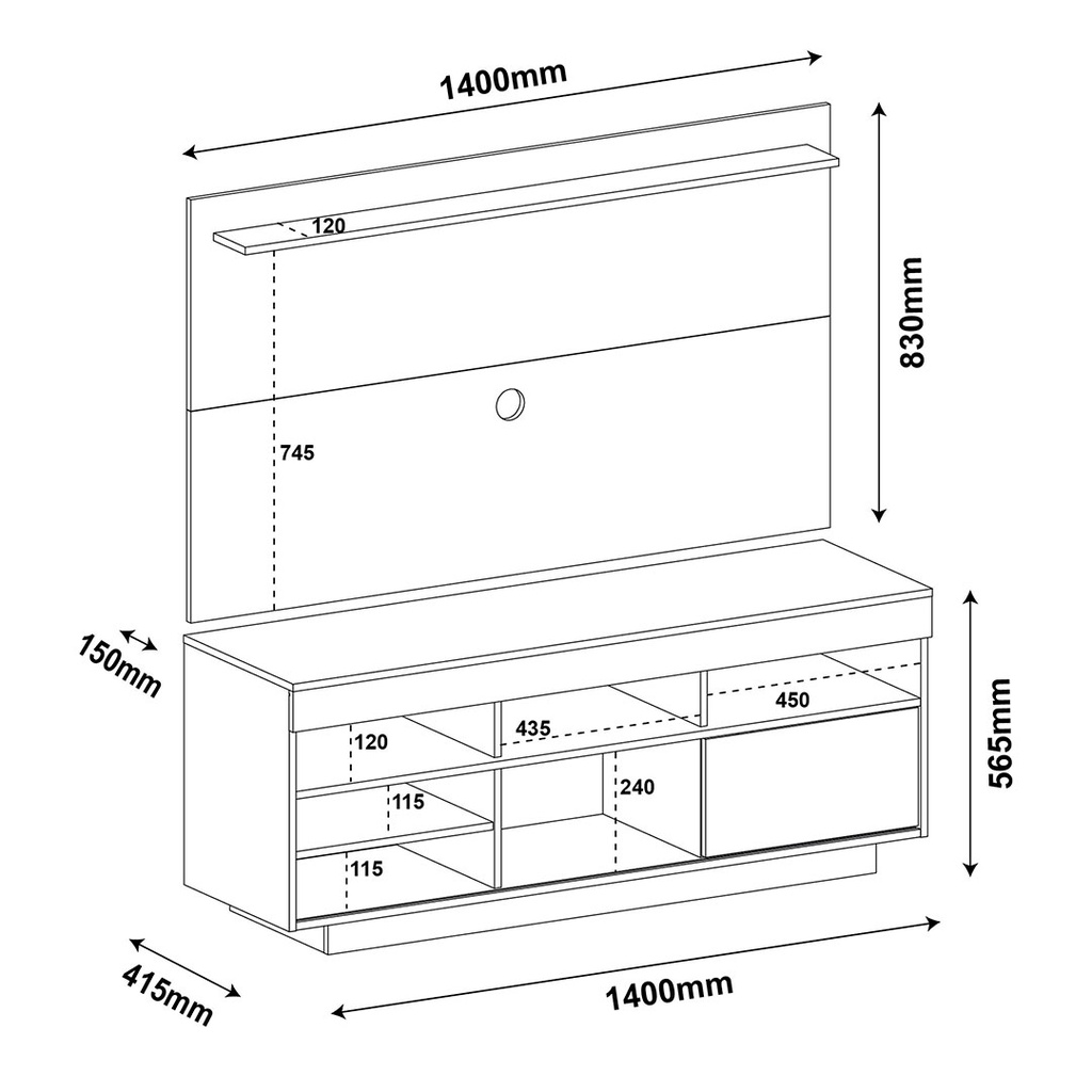 [000.045.11] Parnaiba Tv Stand and Tv Wall Panel - Cedar-Cedar/ Off White