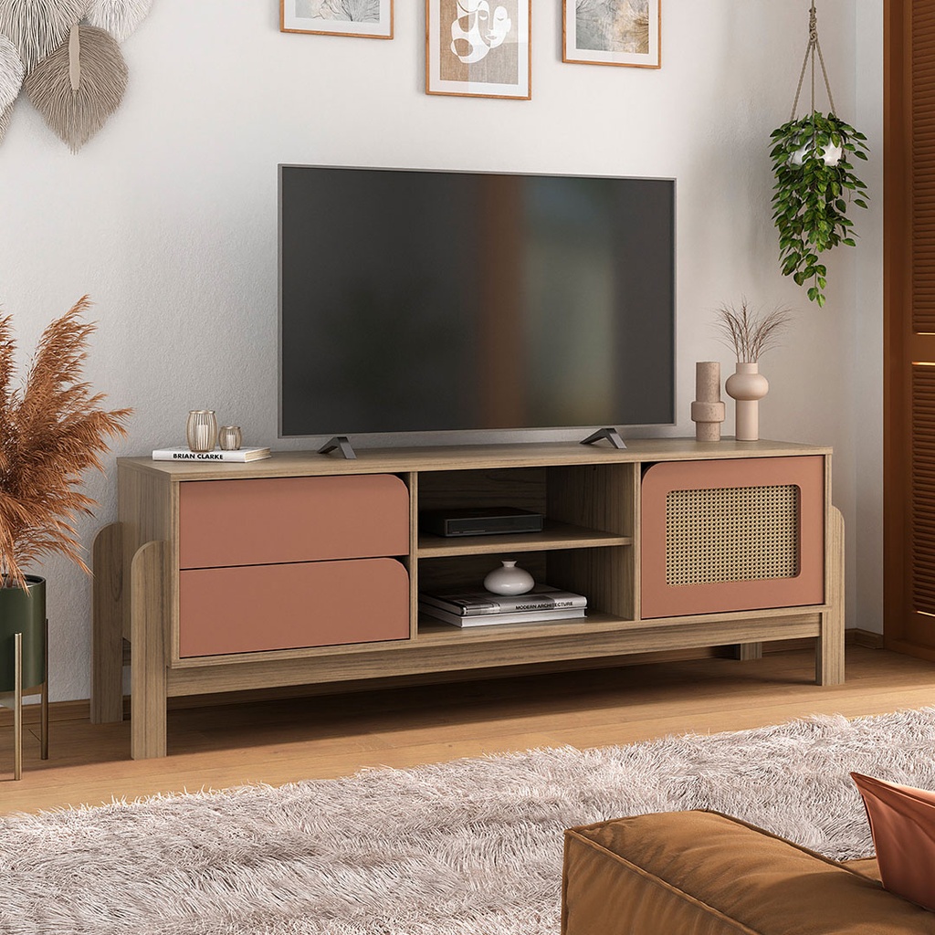 [000.045.78] Pinhais Tv Stand - Oak/ Terracotta