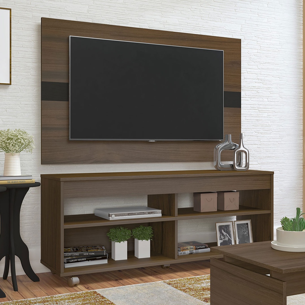 [000.038.10] Timon Tv Stand and Tv Wall Panel - Walnut/ Black