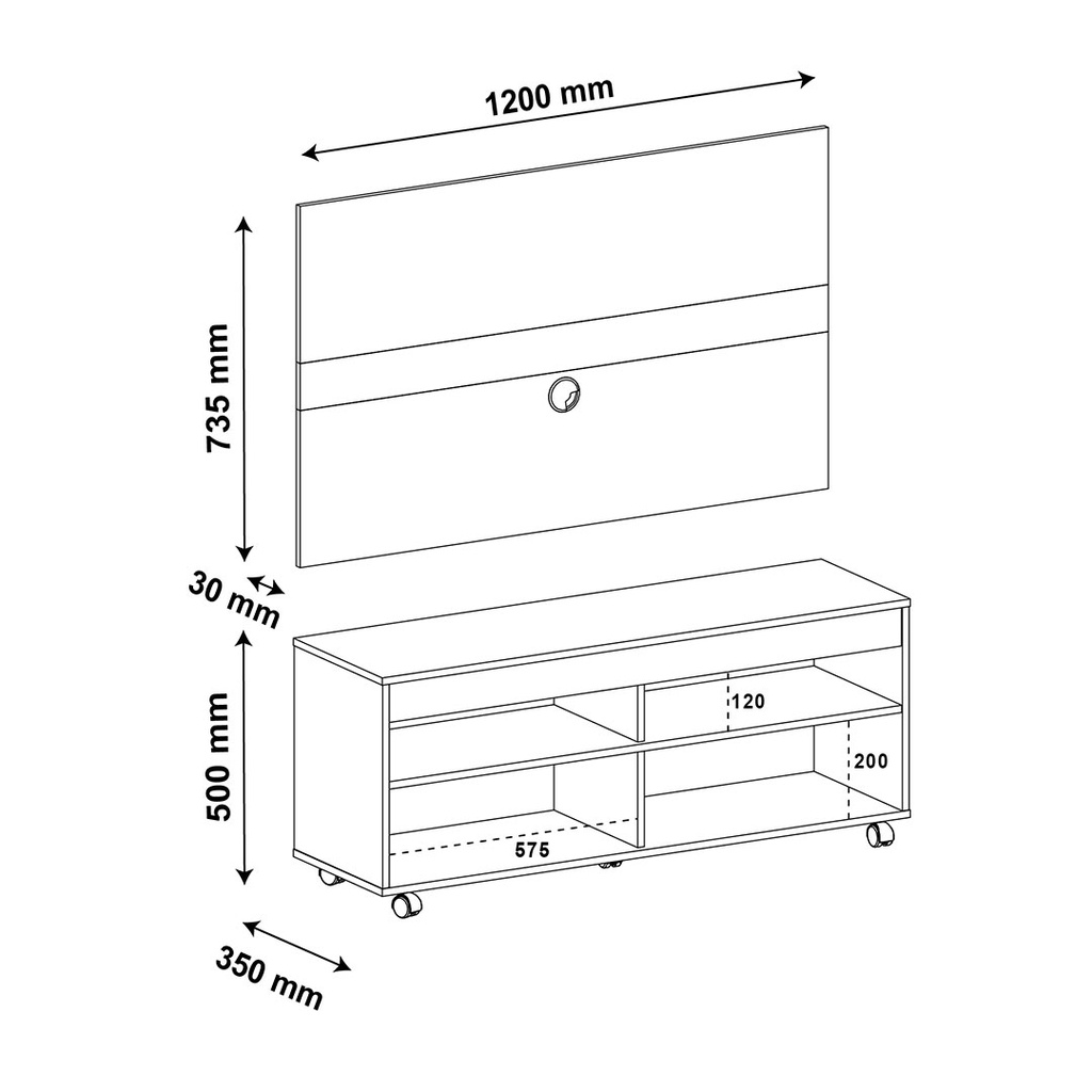 [000.038.10] Timon Tv Stand and Tv Wall Panel - Walnut/ Black