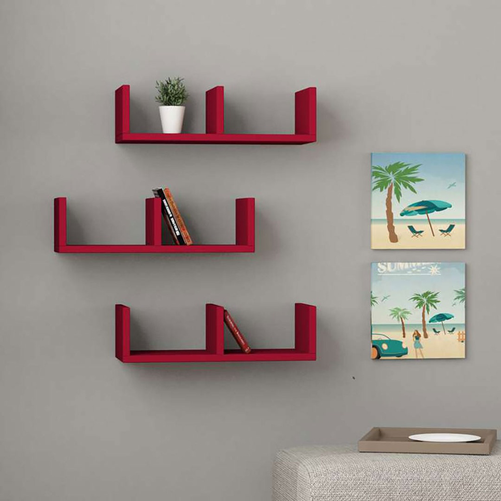 [120.148.432] Bismil U- Model Shelf - Burgundy