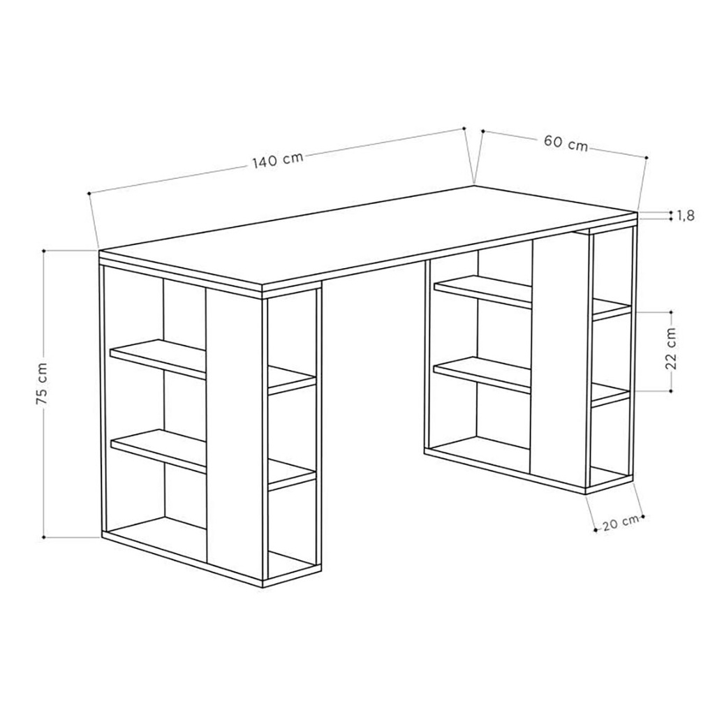 [120.69.132] Cankırı Working Table - White - Burgundy