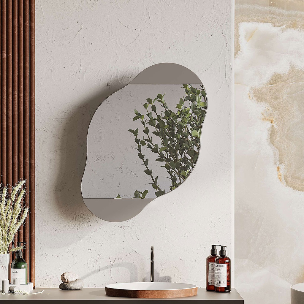 [120.184.503] CLOUD MULTIPURPOSE CABINET WITH MIRROR LIGHT MOCHA