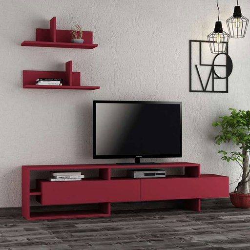 Corum Tv Unit - Burgundy - Burgundy