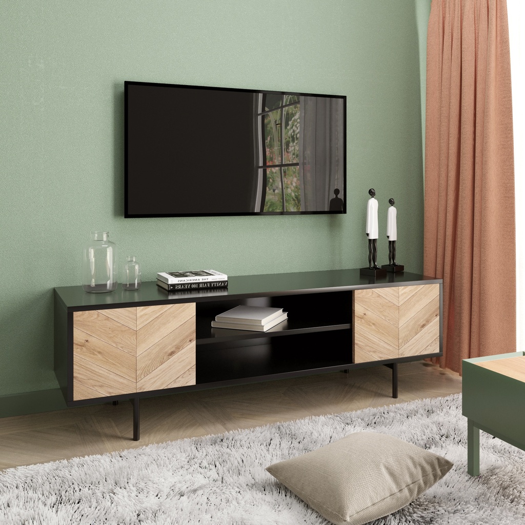 Idiya OHIO entertainment unit , Black/Oak