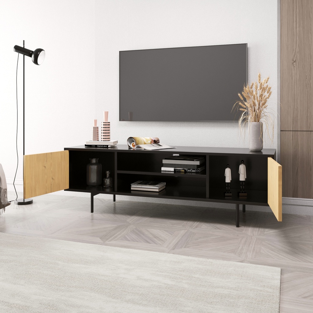 Idiya OHIO entertainment unit , Black/Oak