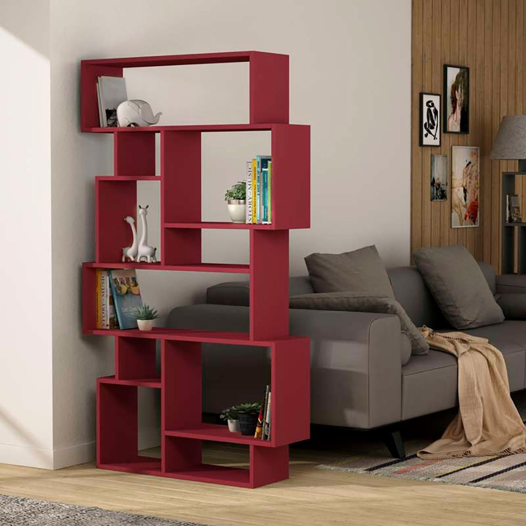 [120.26.74] Malkara Bookcase - Burgundy