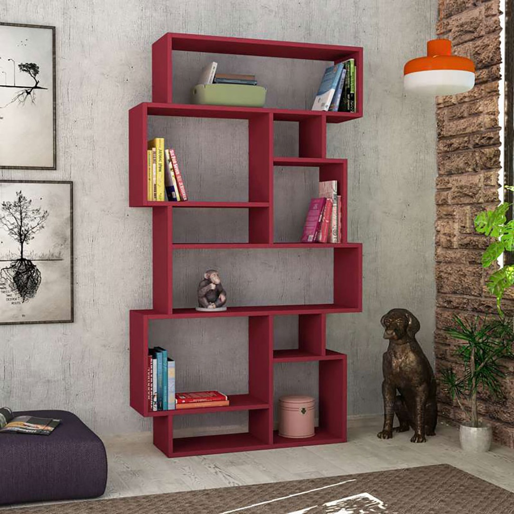 [120.26.74] Malkara Bookcase - Burgundy