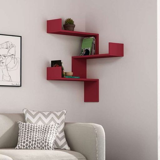 Siirt Corner Bookcase - Burgundy