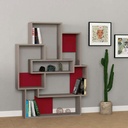 [120.31.74] Simav Bookcase - Light Mocha - Burgundy