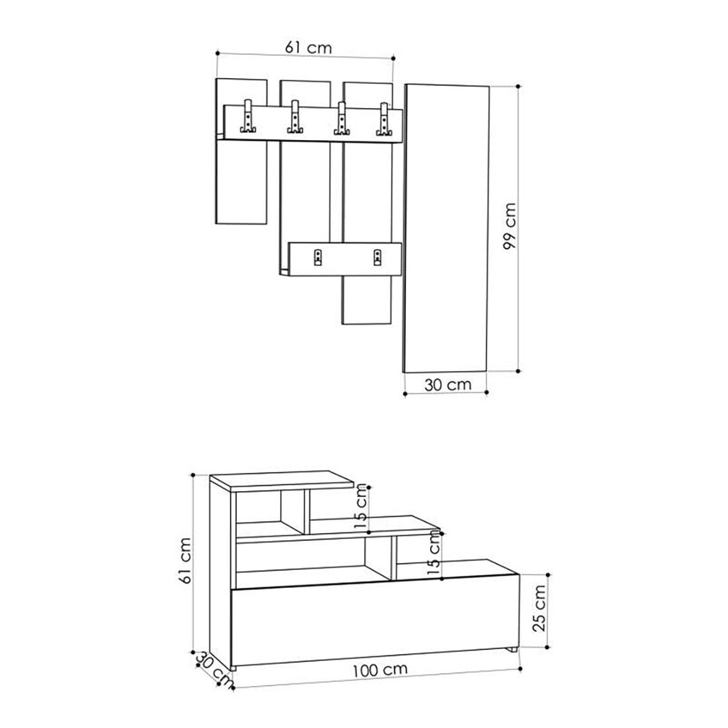 [120.93.443] Turgutlu Hall Stand - Anthracite - Burgundy - Light Mocha