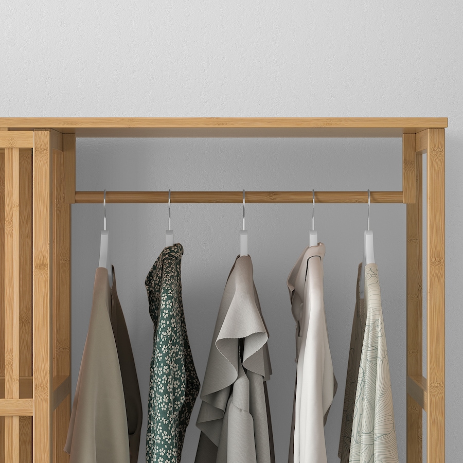 [804.394.69] NORDKISA open wardrobe with sliding door, bamboo, 120x186 cm