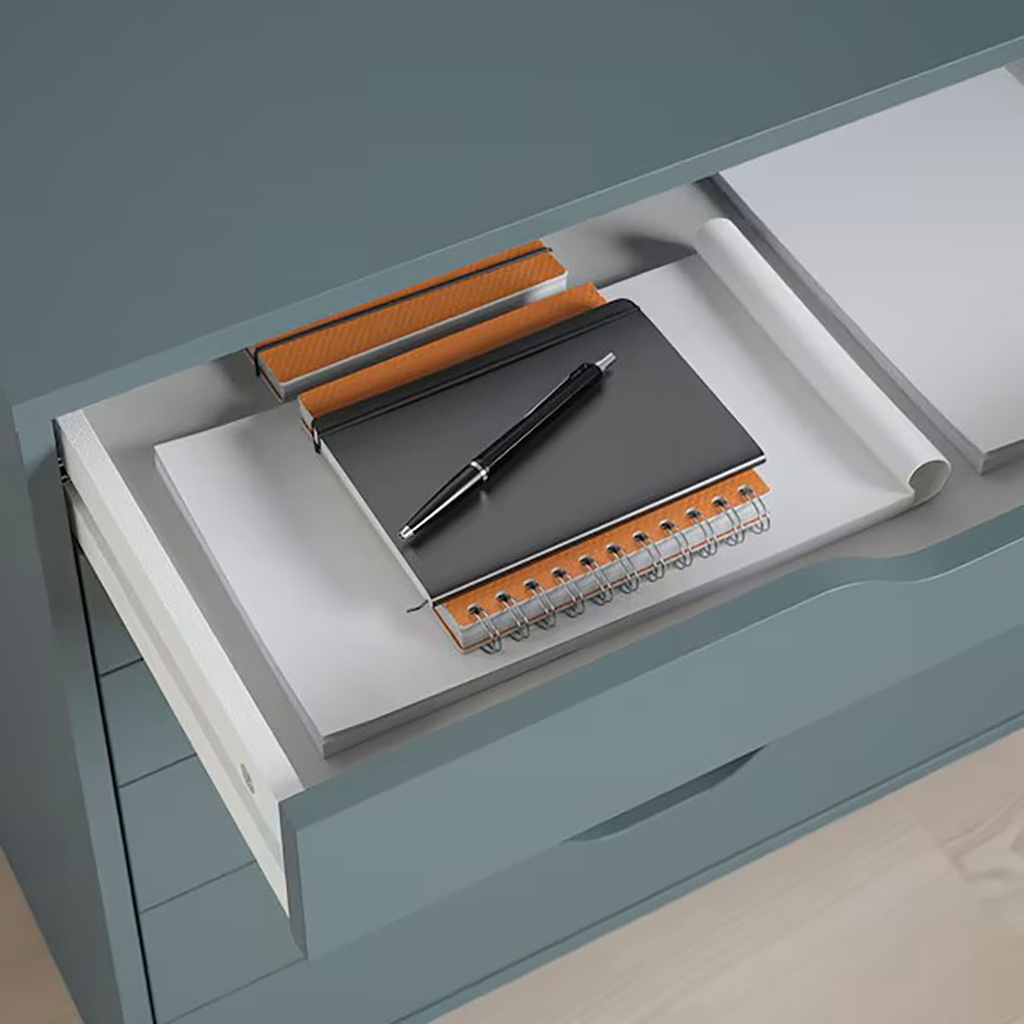 [304.834.50] ALEX Drawer Unit on Castors Grey-Turquoise 67X66 cm