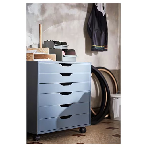 IKEA ALEX Drawer Unit on Castors Grey-Turquoise 67X66 cm