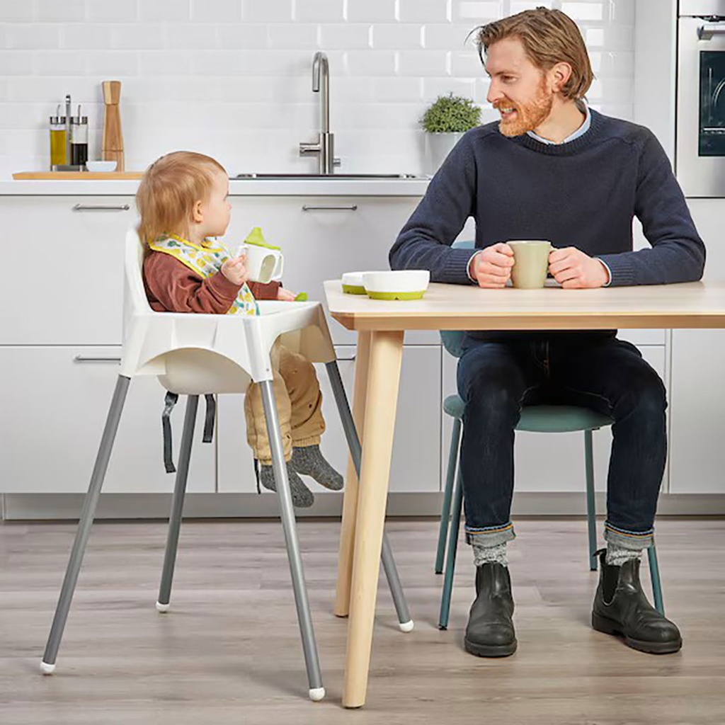 [690.462.32] Antilop Highchair with Safety Belt, White, Silver-Colour