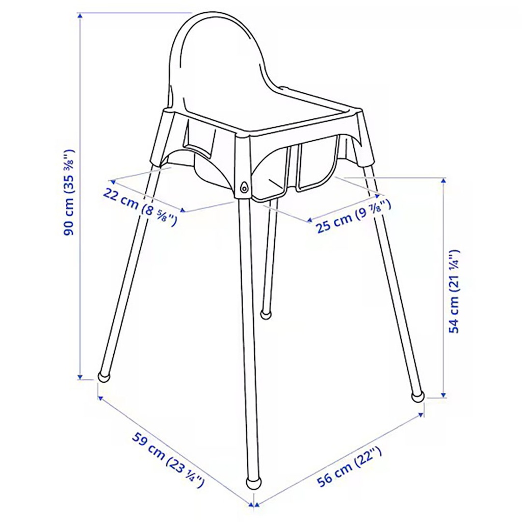 [690.462.32] Antilop Highchair with Safety Belt, White, Silver-Colour