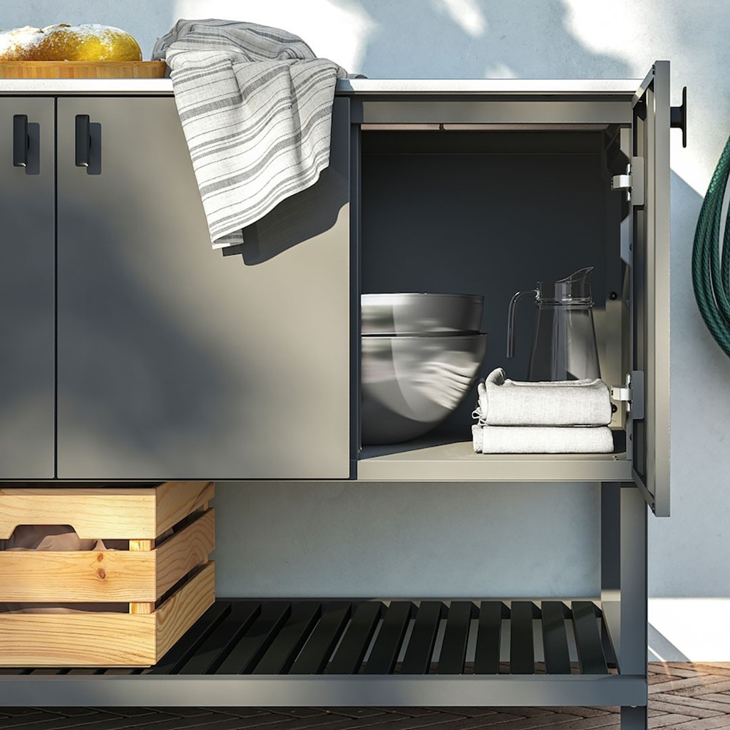 BATSKAR closed kitchen unit, outdoor/dark grey, 120x60 cm