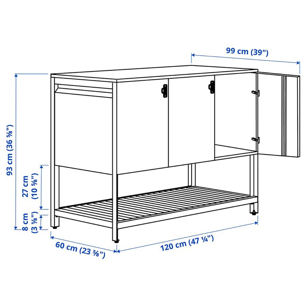 BATSKAR closed kitchen unit, outdoor/dark grey, 120x60 cm