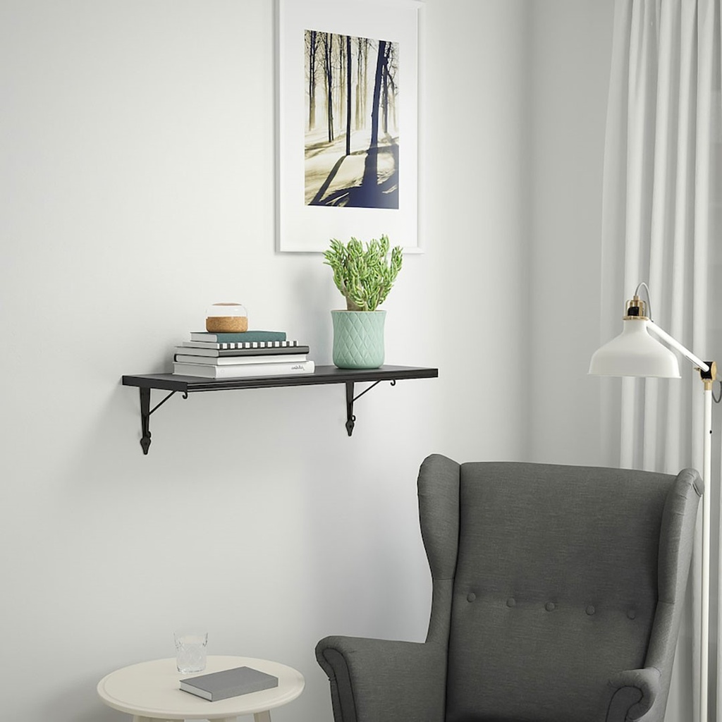 BERGSHULT / KROKSHULT Wall Shelf, Brown - Black / Anthracite