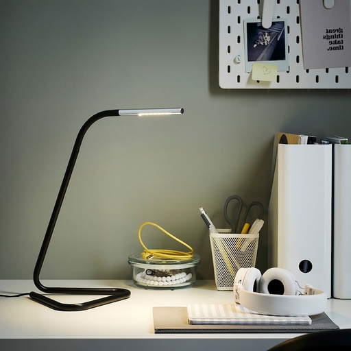 HÅRTE LED work lamp, black / silver color